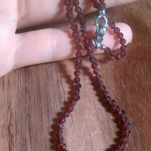 Mozambique Garnet Stainless Steel Beaded Necklace